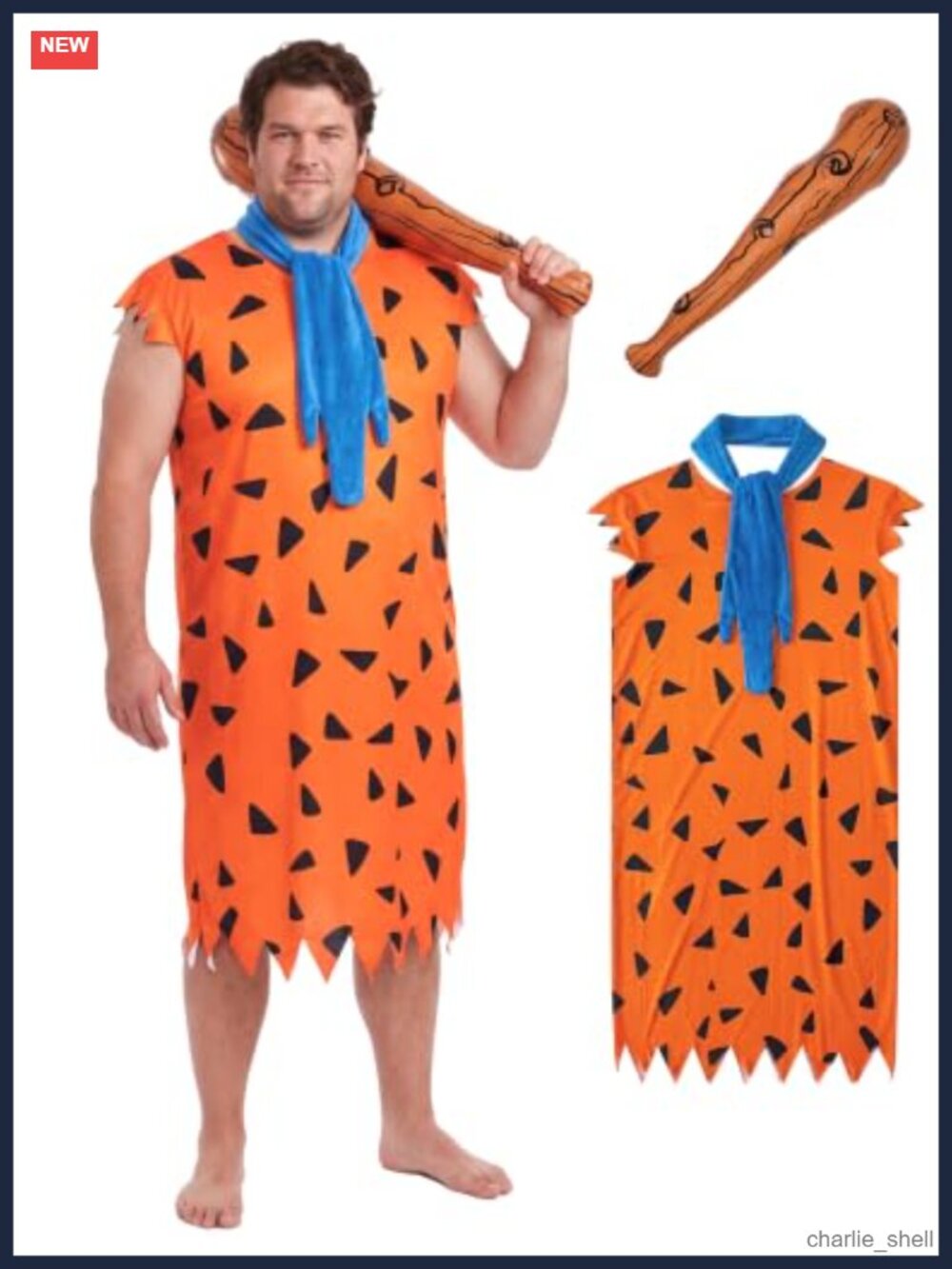 Men's Adult Halloween Caveman Costume Robe Tie Inflatable Club 3 Piece Set